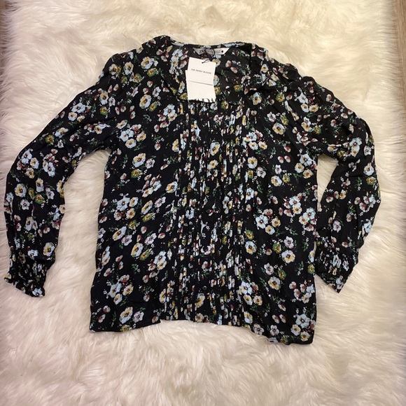 Zara The Penny Blouse Black Floral White Daisy Print Women’s Size XSmall NWT - Picture 1 of 7